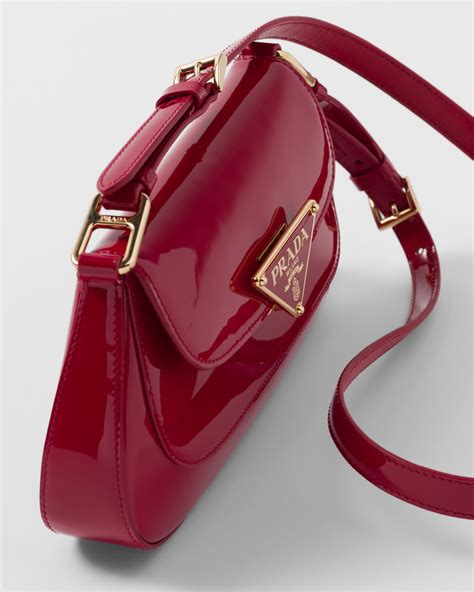 prada cherry red patent leather bag|patent leather shoulder bag prada.